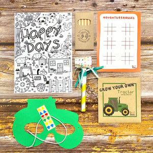 Filled Green Tractor Party Bags for Ages 3 to 8