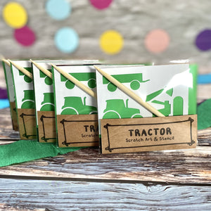 Blue Tractor Scratch Art Kit - Eco-Friendly Party Favour for Kids