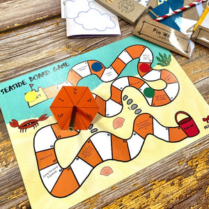 seaside board game using plastic free materials, fun for kids on holiday