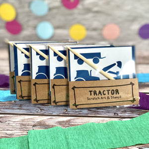 Red Tractor Scratch Art Kit - Eco-Friendly Party Favour for Kids