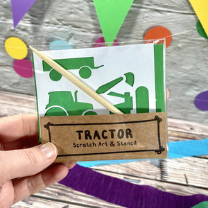 Red Tractor Scratch Art Kit - Eco-Friendly Party Favour for Kids