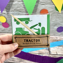 Load image into Gallery viewer, Blue Tractor Scratch Art Kit - Eco-Friendly Party Favour for Kids