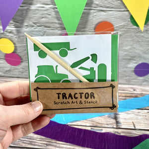 Blue Tractor Scratch Art Kit - Eco-Friendly Party Favour for Kids