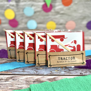 Blue Tractor Scratch Art Kit - Eco-Friendly Party Favour for Kids
