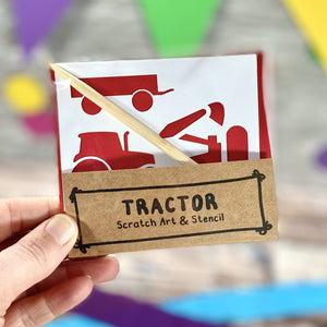 Red Tractor Scratch Art Kit - Eco-Friendly Party Favour for Kids