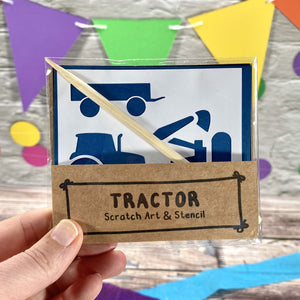 Blue Tractor Scratch Art Kit - Eco-Friendly Party Favour for Kids