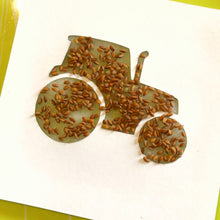 Load image into Gallery viewer, Cress seeds in a tractor stencil. Plastic free party packs