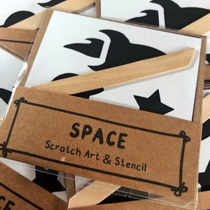 Space theme scratch and stencil pack