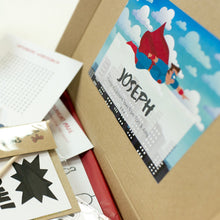 Load image into Gallery viewer, Personalised message label on the super hero packaging