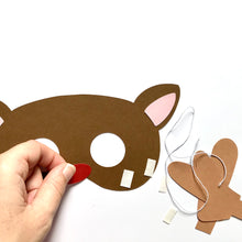 Load image into Gallery viewer, Reindeer Christmas craft mask being made