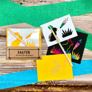 Easter scratch art and stencil kids activity