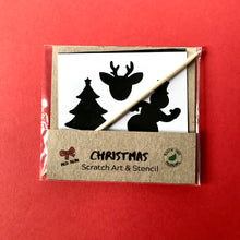Load image into Gallery viewer, Christmas scratch art set with Christmas stencil