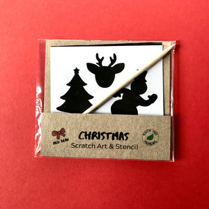 Christmas scratch art set with Christmas stencil
