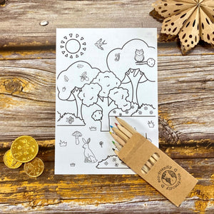 Woodland colouring sheet for a Christmas gift