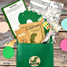 Load image into Gallery viewer, Dinosaur paper party bags filled with eco friendly crafts