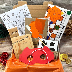 Woodland themed plastic free activity box