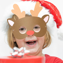 Load image into Gallery viewer, Child wearing a reindeer plastic free craft mask