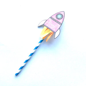 Space Rocket Straw Craft Activity / Party Favour
