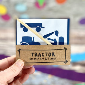 Green Tractor Scratch Art Kit - Eco-Friendly Party Favour for Kids