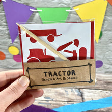 Load image into Gallery viewer, Green Tractor Scratch Art Kit - Eco-Friendly Party Favour for Kids