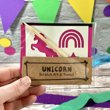 Load image into Gallery viewer, Unicorn scratch art &amp; stencil